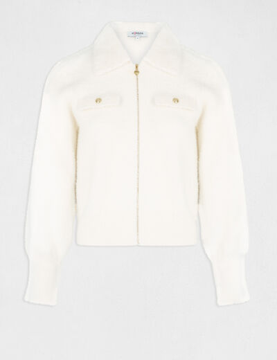 Long-sleeved cardigan with lapel collar ivory ladies'