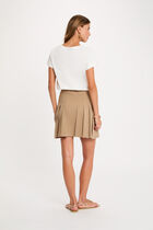 Pleated short skirt taupe women