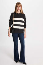 Stripped jumper round neck anthracite grey women