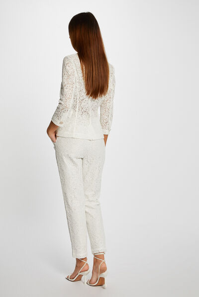 Laced straight trousers ecru ladies'