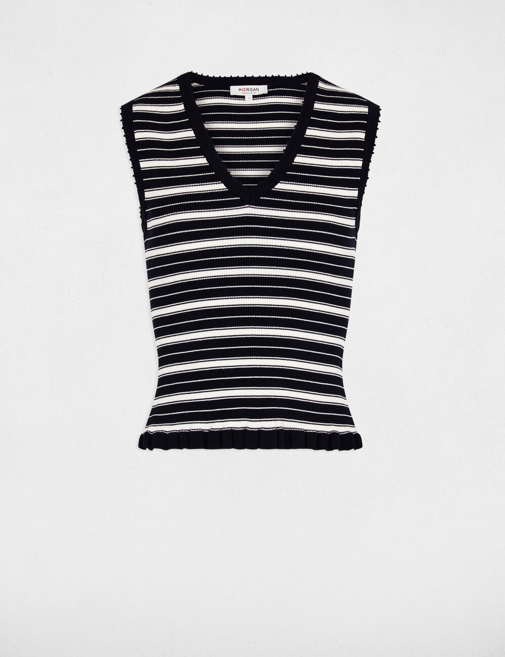 Sleeveless V-neck sweater navy blue women