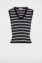 Sleeveless V-neck sweater navy blue women