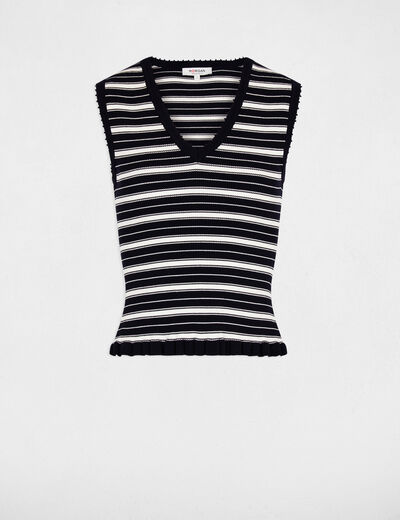 Sleeveless V-neck sweater navy blue women