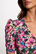 Robe courte ajustée imprimée multicolore femme