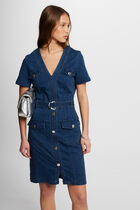 Mini fitted denim dress stone denim women