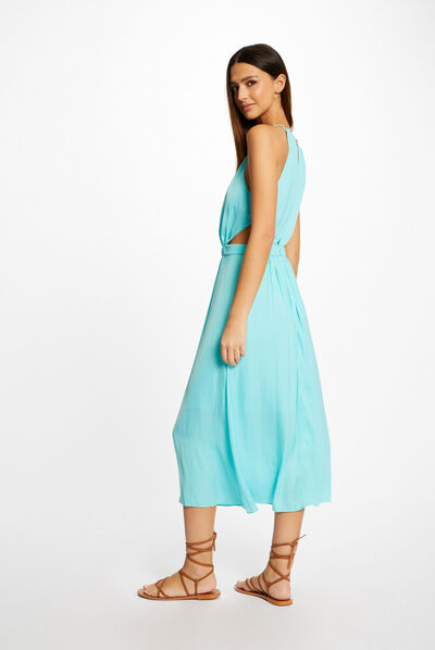 Midi A-line dress with halter neck  ladies'