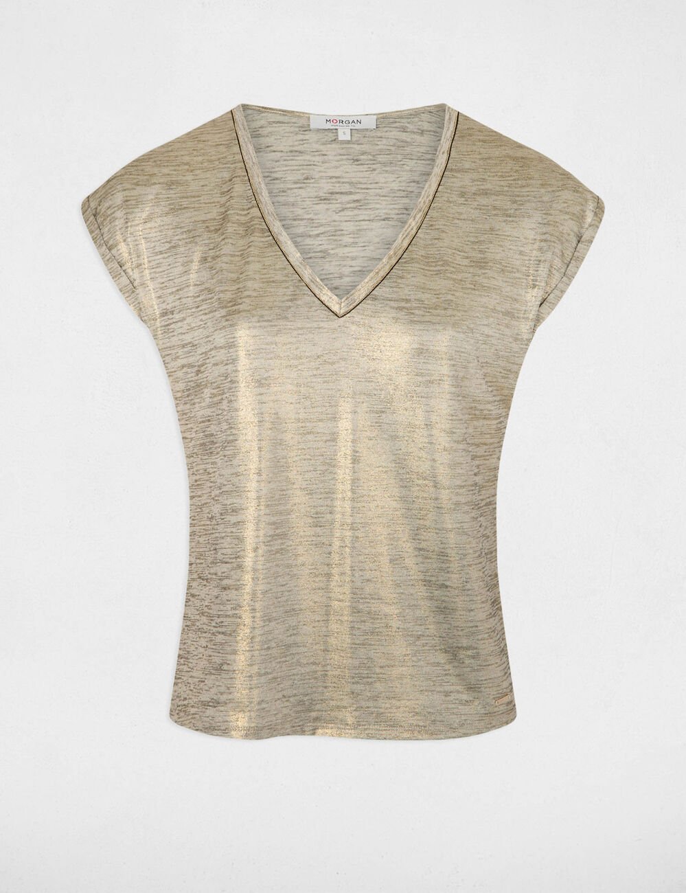 T-shirt manches courtes jaune or femme