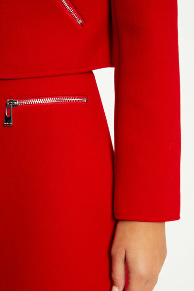 Straight zipped skirt red ladies'