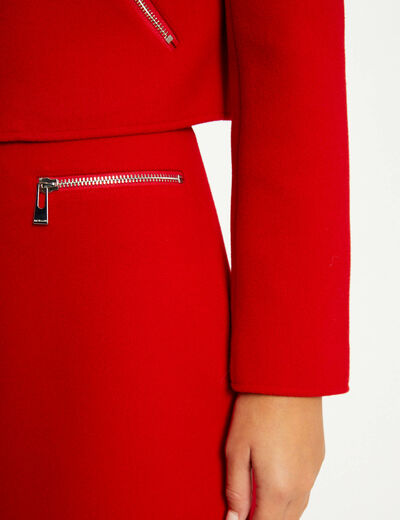 Straight zipped skirt red ladies'