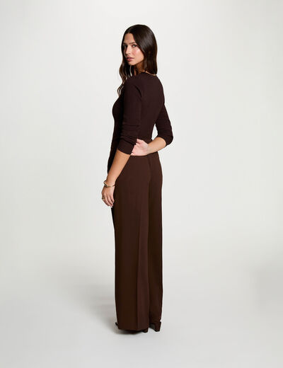 Flowy wide-leg trousers dark brown women