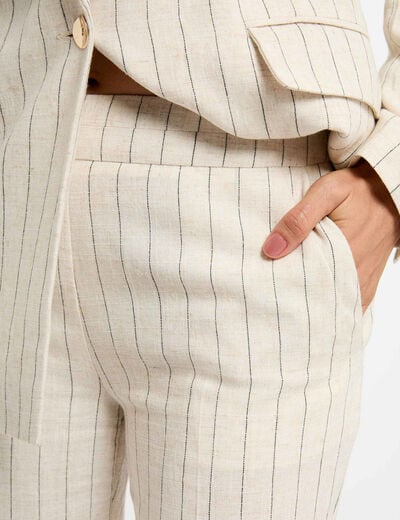 Striped wide leg trousers beige women