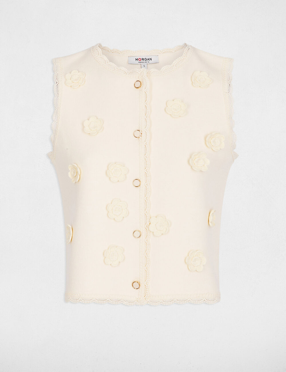 Fitted cardigan with round neck ivory women