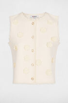 Fitted cardigan with round neck ivory women