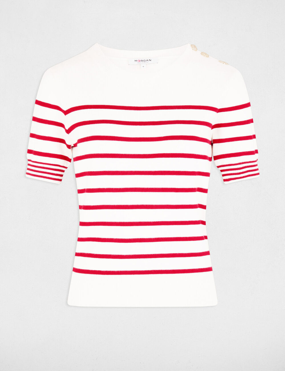 Stripped jumper short-sleeves ivory women