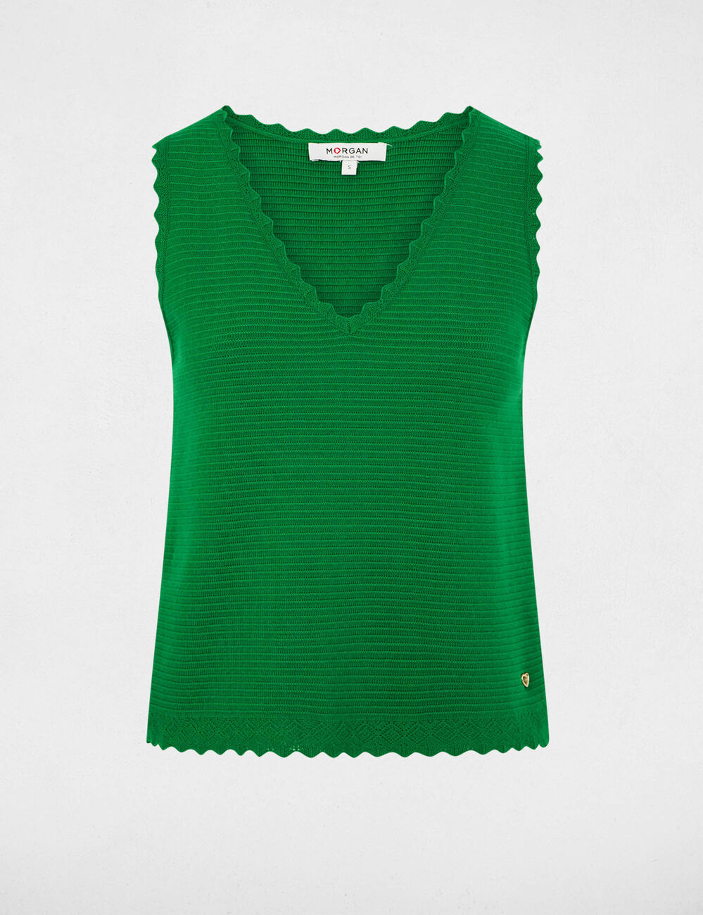 Fitted V-neck sweater meadow green women