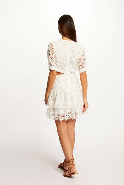 A-line dress with English embroidery ecru ladies'