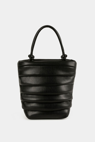 Bucket bag with shirring black ladies'