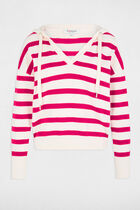 Jumper V-neck and hood purple women