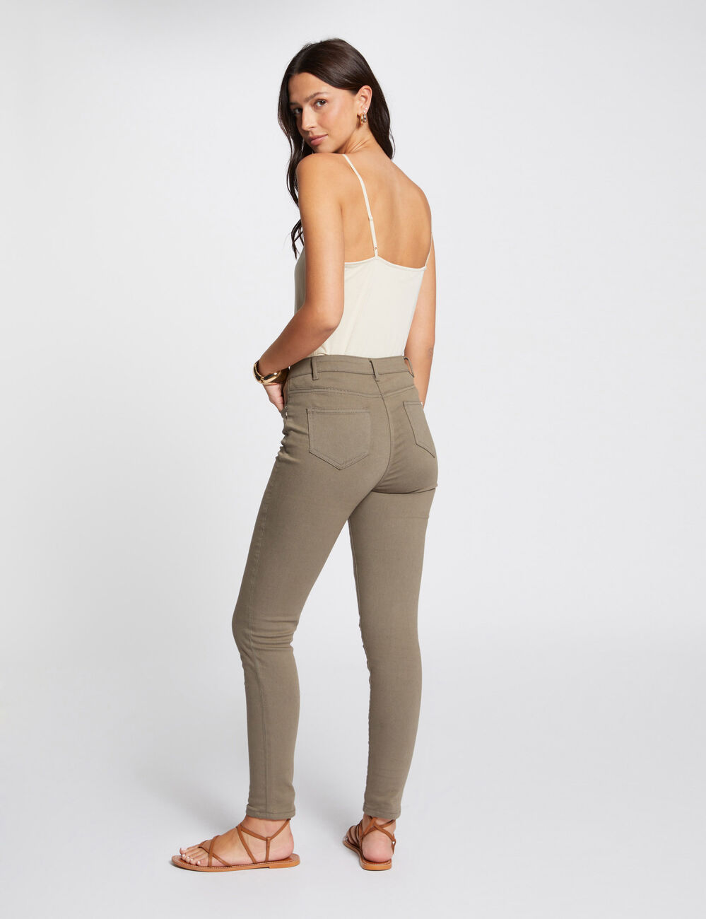 Slim standard-waisted trousers khaki green women