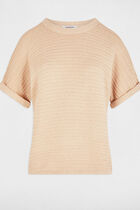Pull manches courtes beige femme