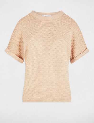 Pull manches courtes beige femme