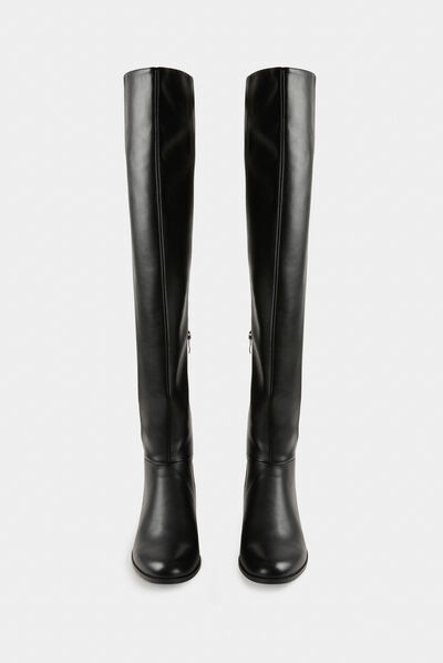 Over the knee zipped boots black ladies'