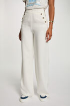 Wide leg trousers with buttons white women