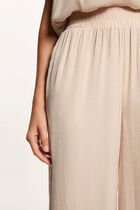 Flowy wide-leg trousers light beige women