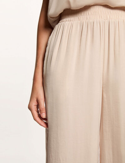Flowy wide-leg trousers light beige women