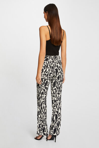 Straight trousers with animal print multico ladies'