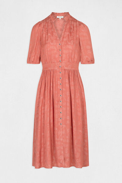 Straight dress with paisley print rust ladies'