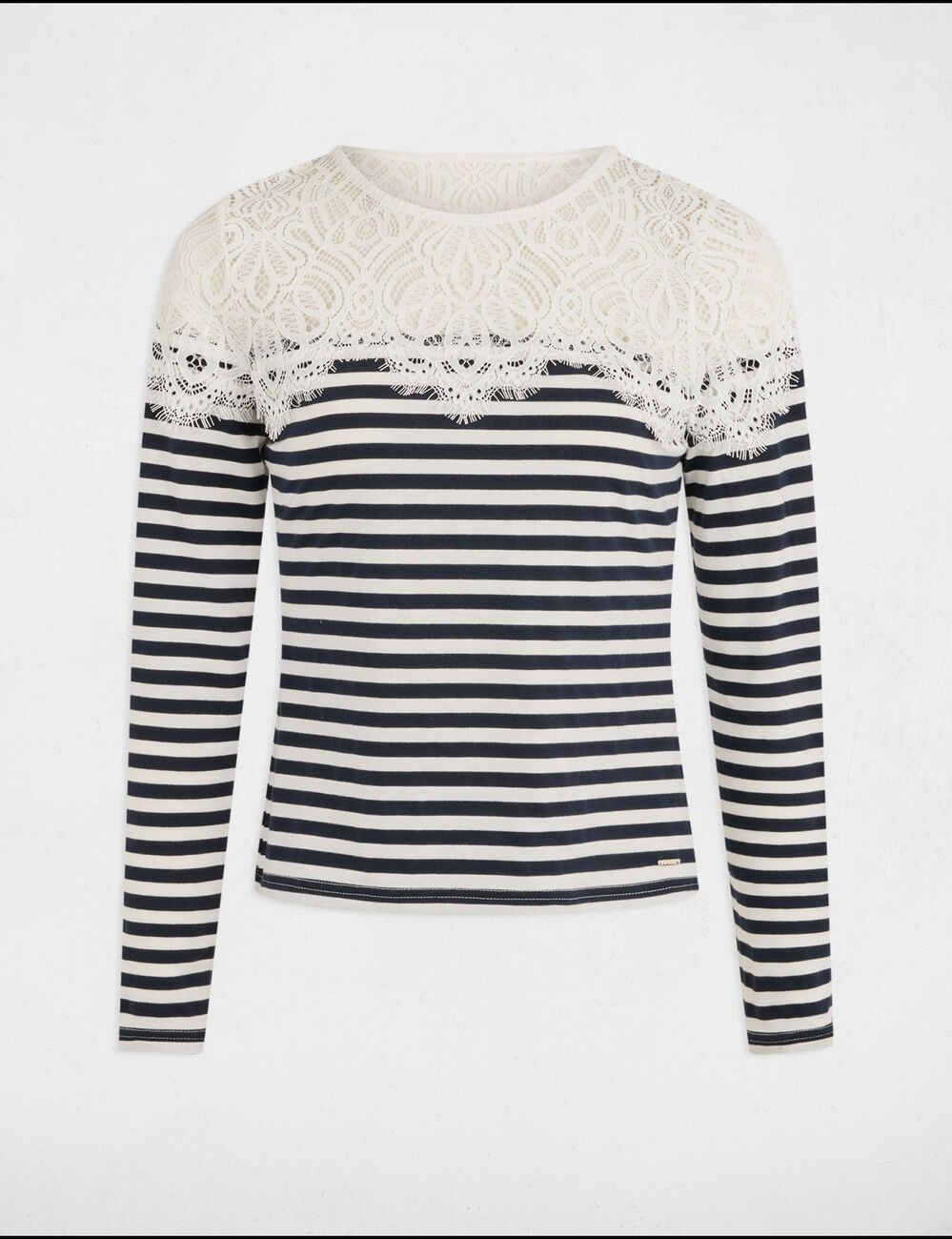 Striped long-sleeved t-shirt white women