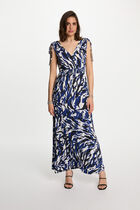 Robe longue droite imprimée multicolore femme
