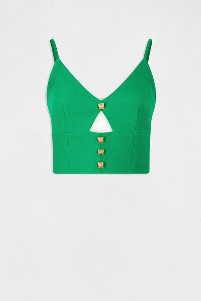 Blouse with thin straps and buttons green ladies'
