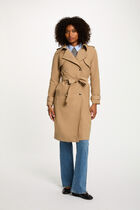 Trench long col tailleur beige femme