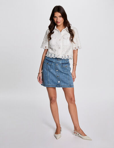 Mini denim skirt stone wash denim women