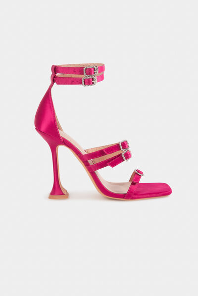 Sandals with heels and jewelled details pink ladies'