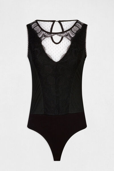 Sleeveless body with lace black ladies'