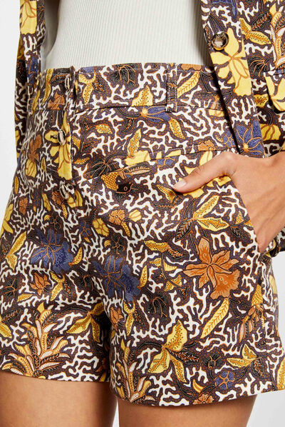 Fitted shorts with vegetal print multico ladies'