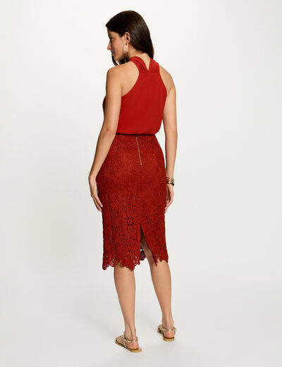 High neck tank top dark orange women