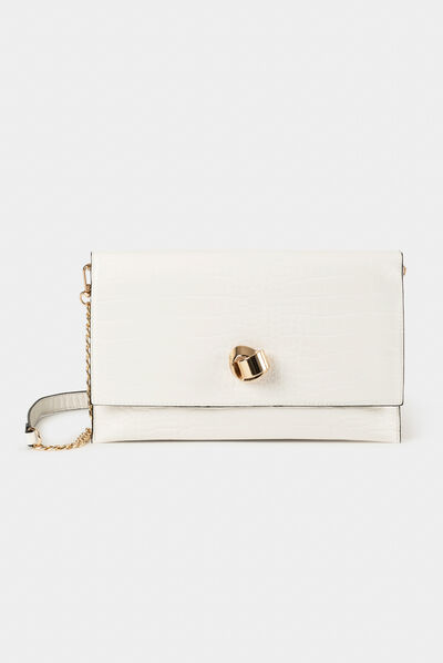 Clutch bag with croc effect white ladies'