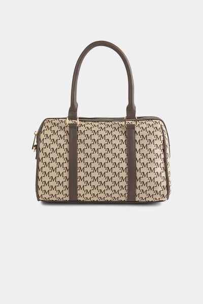 Bowler bag with monogram print beige ladies'
