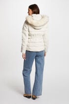 Zipped padded jacket with hood ivory women