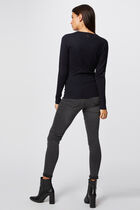 Long-sleeved jumper wrap-over neckline navy blue women