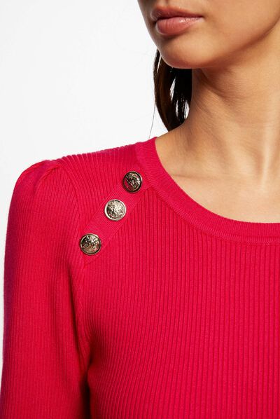 Long-sleeved jumper with buttons fuchsia ladies'