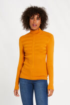 Long-sleeved jumper turtleneck mustard women