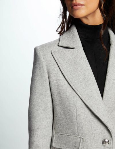 Buttoned long coat light grey ladies'