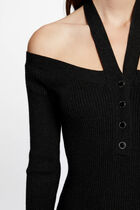 Robe pull ajustée col bardot gris anthracite femme