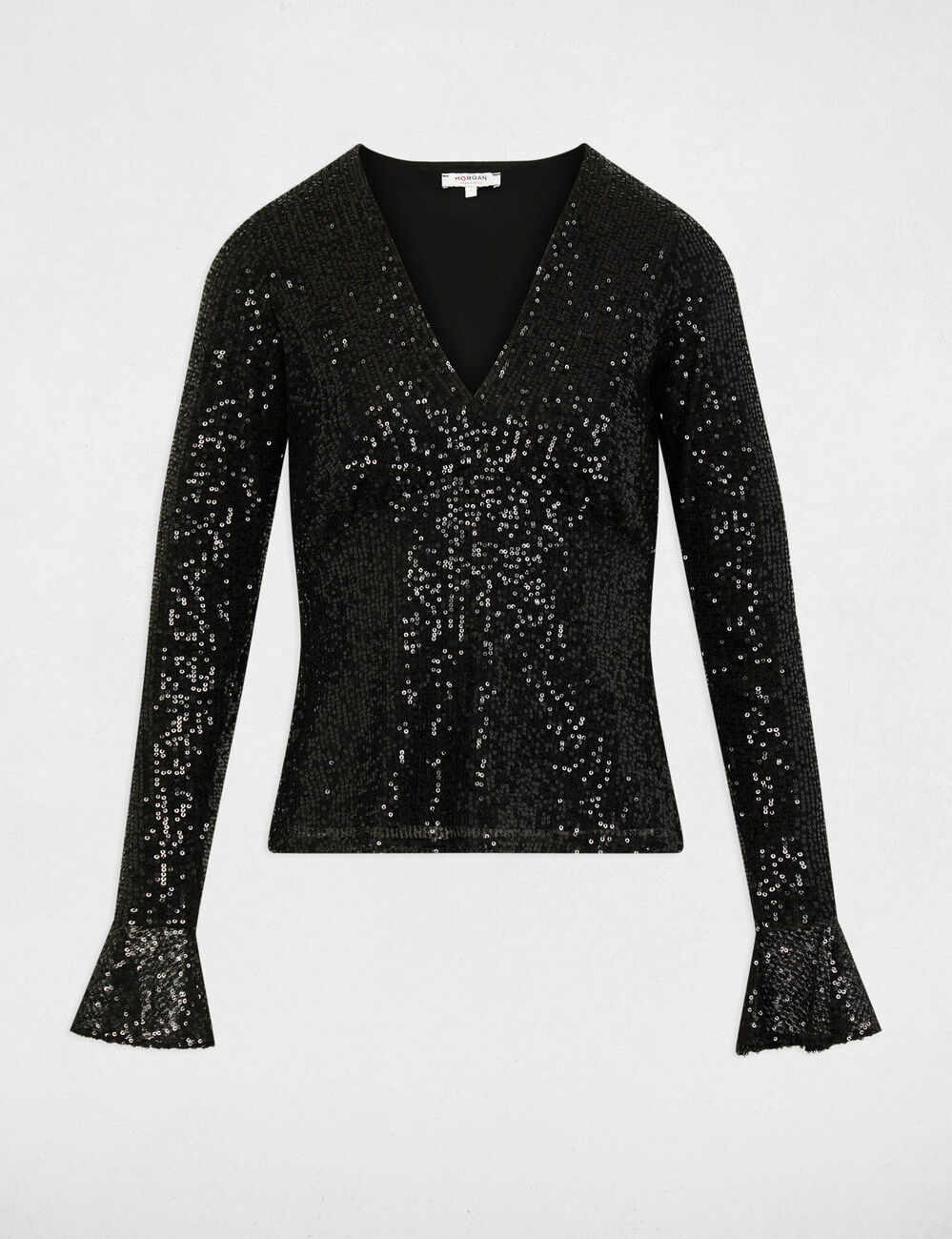 Fitted v-neck t-shirt black women