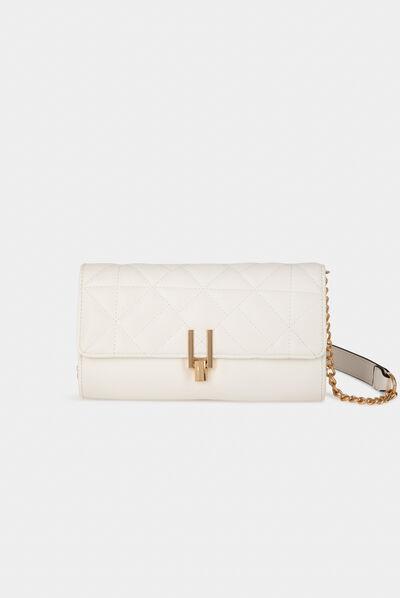 Clutch bag with quilted effect white ladies'